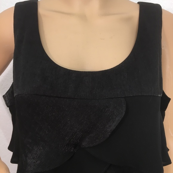 London Times Petite Black Layered Cocktail Dress - Picture 2 of 8